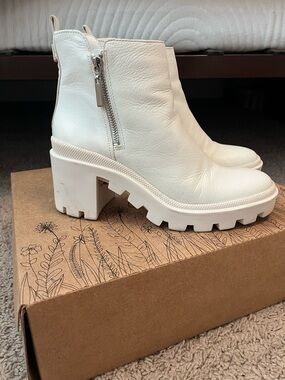 GB White Lugged Ankle Boots